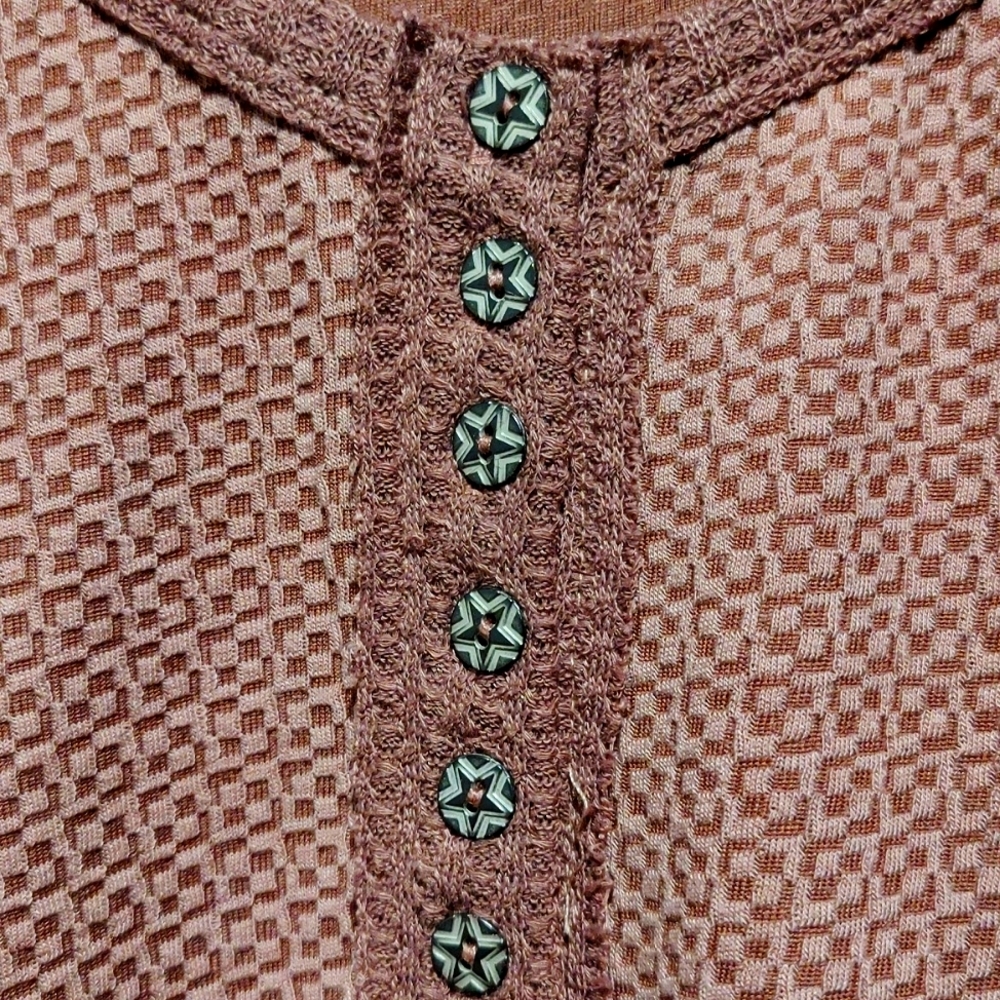 Pol Button Down Top In Mauve And A Dusty Wine Col… - image 4